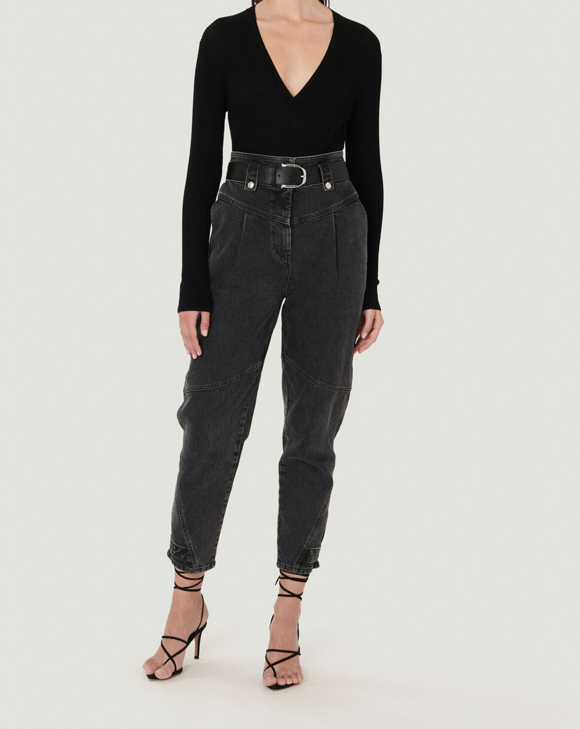 ELAKIS RIBBED V NECK SWEATER image number null